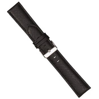 Romenta sort urrem af kalve læder med sorte stikninger i bredder fra 18-30 mm, længder fra 190-225 mm og med enten forgyldt eller sølv spænde