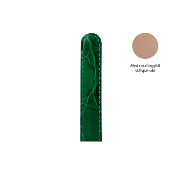 Christina Collect grøn læderrem med rosa forgyldt spænde, 16 mm