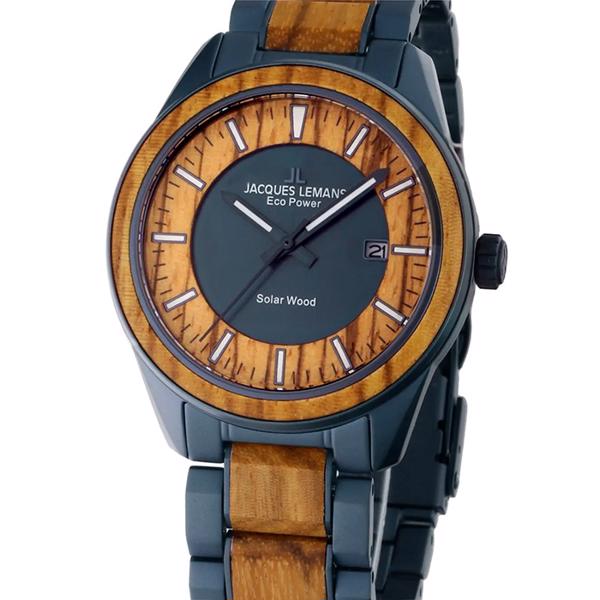 fra Jacques Lemans PVD coated stål og træ Solor Batteridrevet quartz herre ur