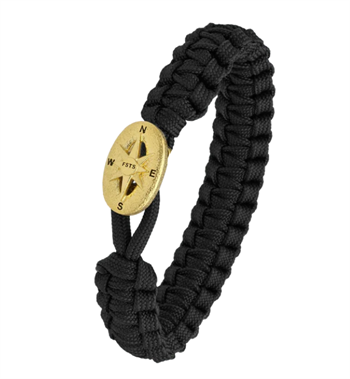 Aagaard From Soldier to Soldier Sort armbånd med Soldier forgyldt kompas stållås