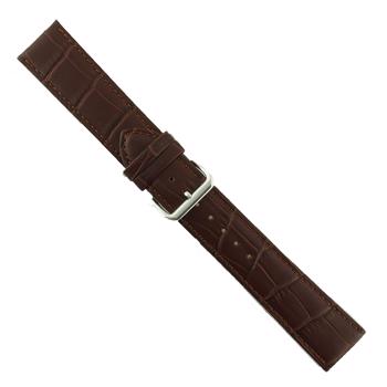 Condor bestseller læderurrem med krokodillemønster i  mørkebrun med stikninger - 190mm, 16 mm bred, 190 mm lang og med sølv spænde