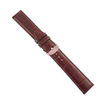 Fluco Brun koskinds urrem med krokodille mønster og brune stikninger, 22 mm bred, 195 mm lang og med guld spænde