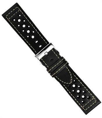 Køb model 423SH-00, Urrem i sort skind  med huller føres i 18-24mm her hos Ur-Tid.dk