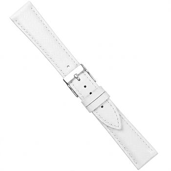 Urrem i hvid Saffiano skind føres i 14-20mm, her 14 mm