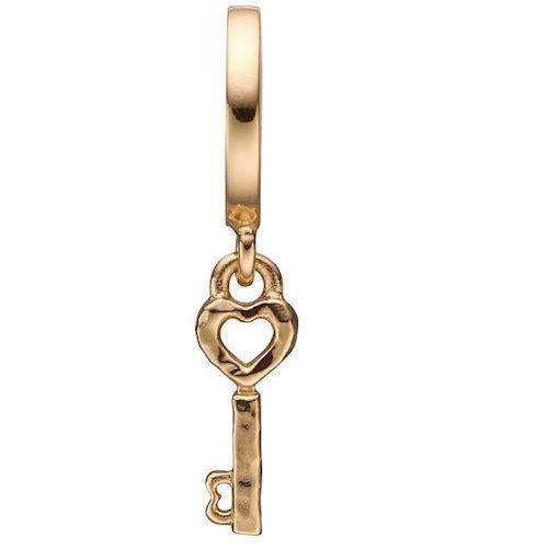 Image of dame Key to my Heart nøgle med hjerte charm til læderarmbånd smykke fra Christina Collect