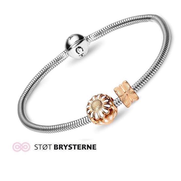 Image of Christina Collect Støt Brysterne kampagne armbånd med forgyldt marguerit