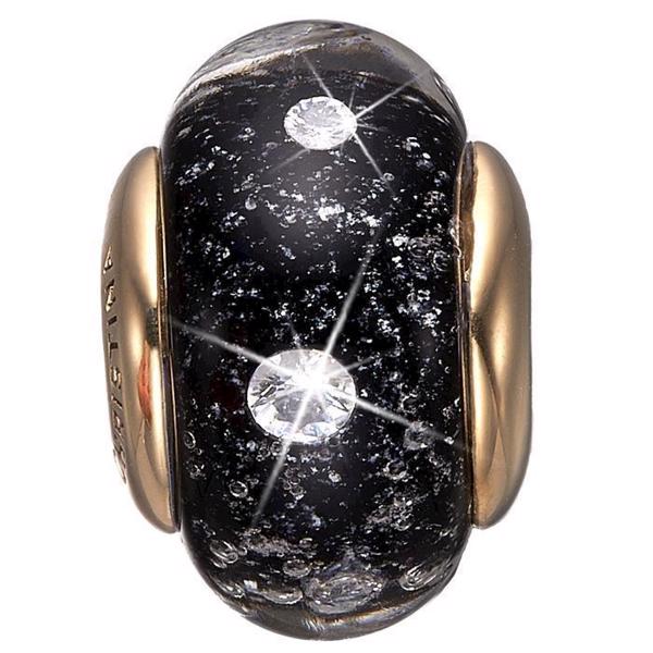 Image of dame Black Topaz Globe sort glas charm til læderarmbånd smykke fra Christina Collect