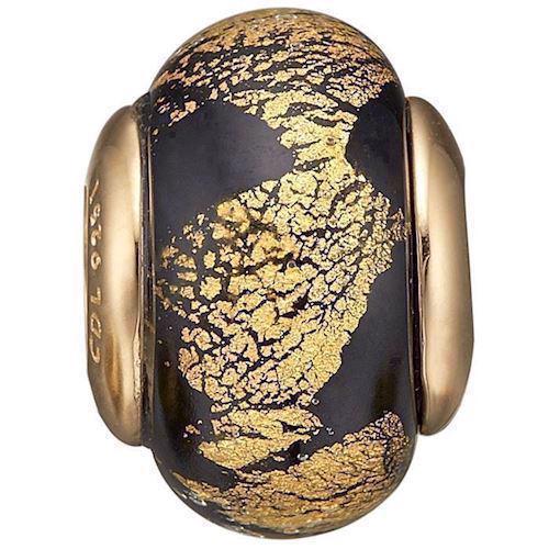 Image of dame Golden Black Globe gyldent & sort glas charm til læderarmbånd smykke fra Christina Collect