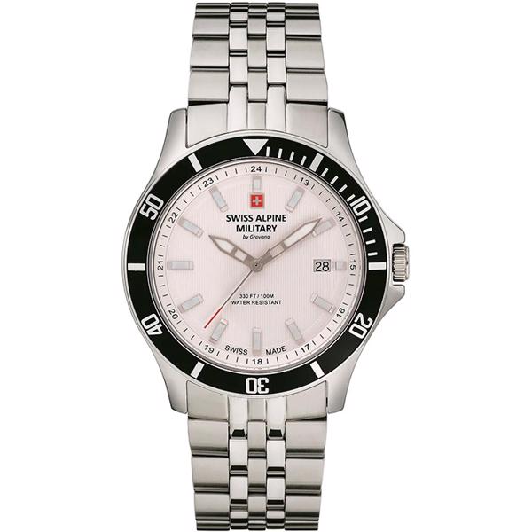 stål Military quartz herre ur fra Swiss Alpine Military