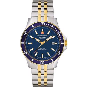 Forgyldt stål og stål Military quartz herre ur fra Swiss Alpine Military