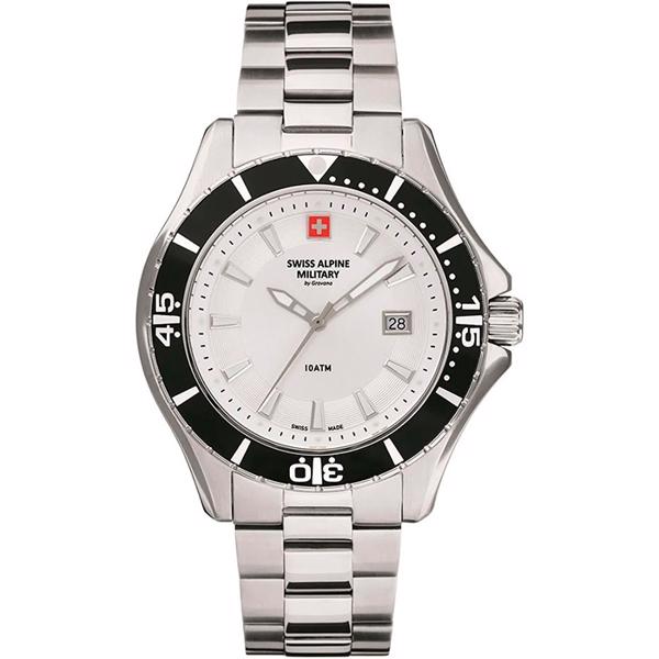 stål Military quartz herre ur fra Swiss Alpine Military