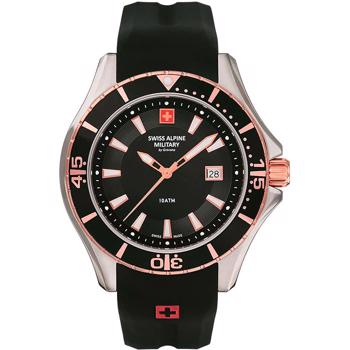 Stål med Forgyldt krone og forgyldt krone Military quartz herre ur fra Swiss Alpine Military