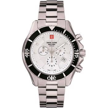 stål Military Chronograph quartz herre ur fra Swiss Alpine Military