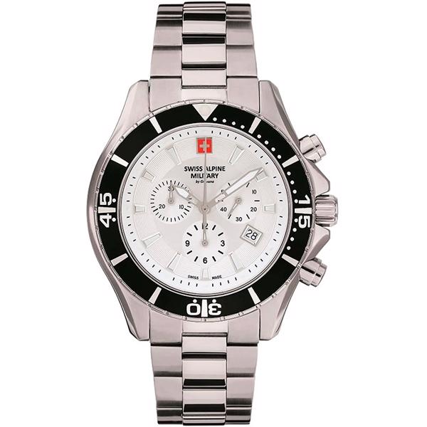 stål Military Chronograph quartz herre ur fra Swiss Alpine Military