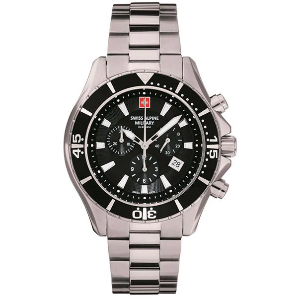 Stål Military Chronograph quartz herre ur fra Swiss Alpine Military