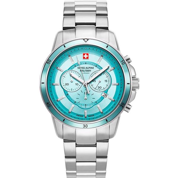 Stål Military Chrono quartz herre ur fra Swiss Alpine Military