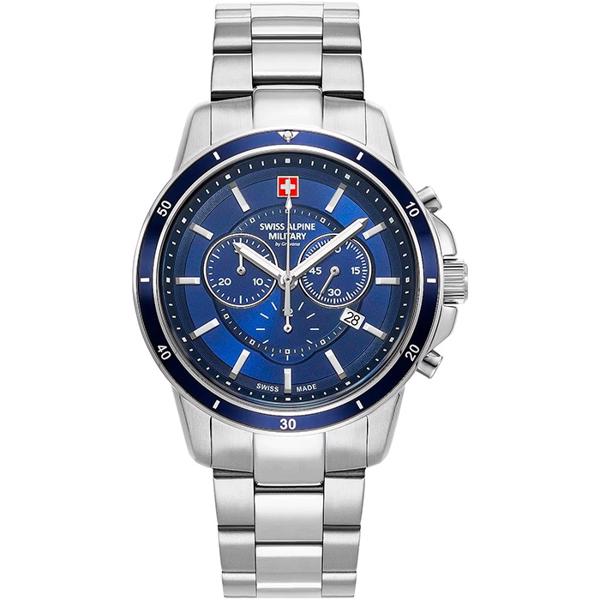 Stål Military Chrono quartz herre ur fra Swiss Alpine Military