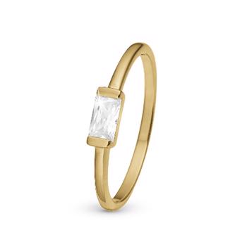 White Single Baguette forgyldt sterling sølv  0 ring  smykke fra Christina Jewelry
