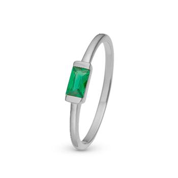 Green Single Baguette sterling sølv  0 ring  smykke fra Christina Jewelry