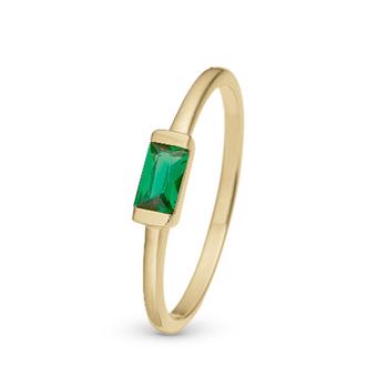 Green Single Baguette forgyldt sterling sølv  0 ring  smykke fra Christina Jewelry