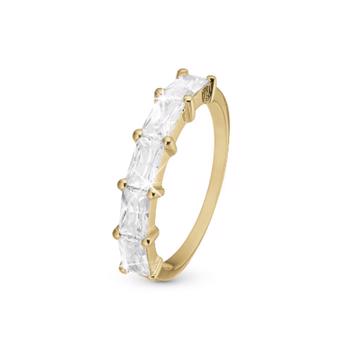 White Baguette forgyldt sterling sølv  0 ring  smykke fra Christina Jewelry