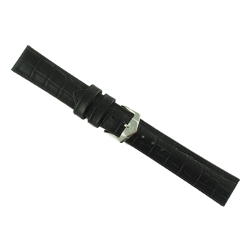 ZRC eksklusiv gummirem i sort med sort lædder, i bredder fra 20-22 mm, 195 mm lang og med enten forgyldt eller stål spænde