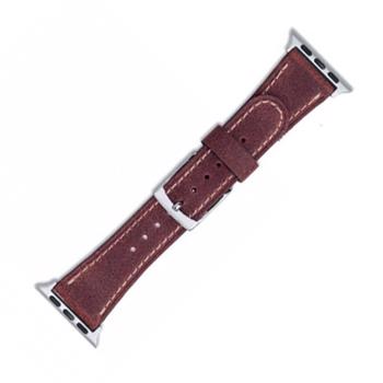 Apple Watch mørkebrun kerne læder urrem med hvide stikninger i 38 mm
