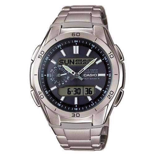 mat titanium Wave Ceptor quartz multifunktion (5110) med radio styring Herre ur fra Casio