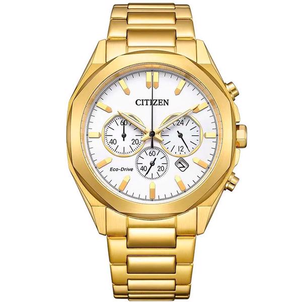 Forgyldt stål Chronograph ECO Drive Quartz Herre ur fra Citizen