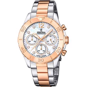 Forgyldt stål og stål Ladies Boyfriend quartz dame ur fra Festina
