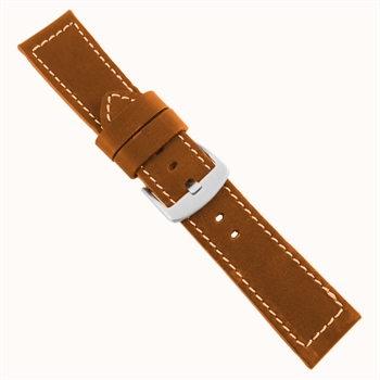 Fluco massiv cognac kalveskinds urrem i bredder fra 20-26 mm, 193 mm lang, her 26/22 mm