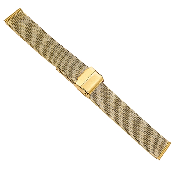 Urlænke PVD forgyldt milanaise mesh med glidelås føres i 12-24mm, her 16 mm