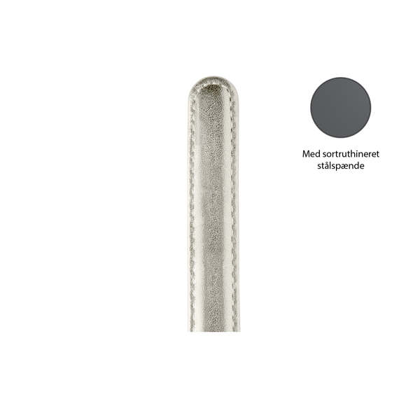 Christina Collect sølv læderrem med sort spænde, 16 mm