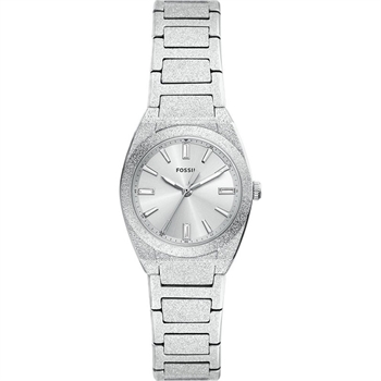 Fossil Everett dameur quartz i sølvfarvet gummi