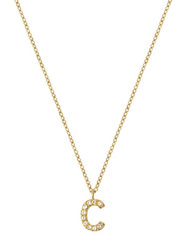 MB0073, Mockberg Stone Letter C Gold Necklace Halskæde