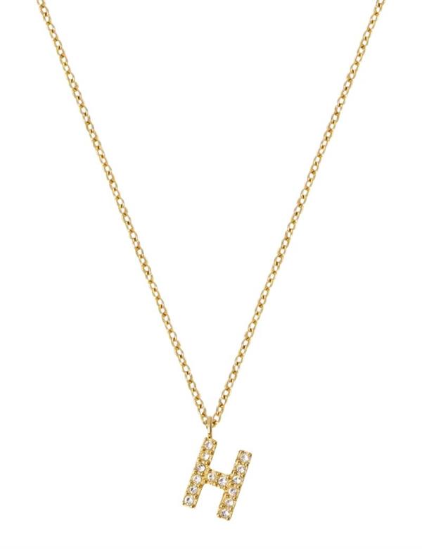 MB0078, Mockberg Stone Letter H Gold Necklace Halskæde