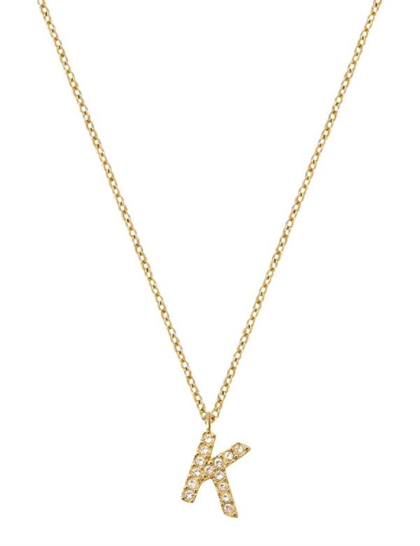 MB0081, Mockberg Stone Letter K Gold Necklace Halskæde
