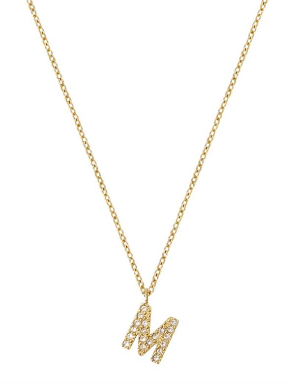 MB0083, Mockberg Stone Letter M Gold Necklace Halskæde