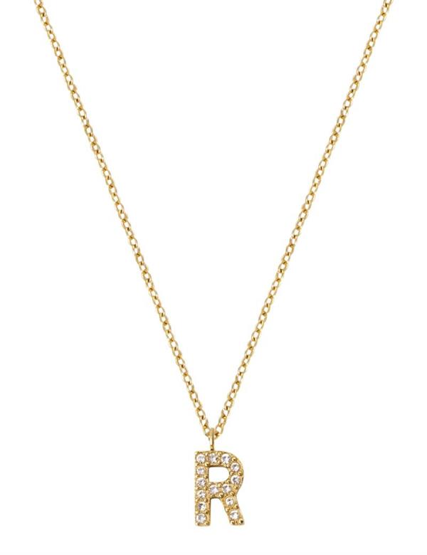 MB0088, Mockberg Stone Letter R Gold Necklace Halskæde