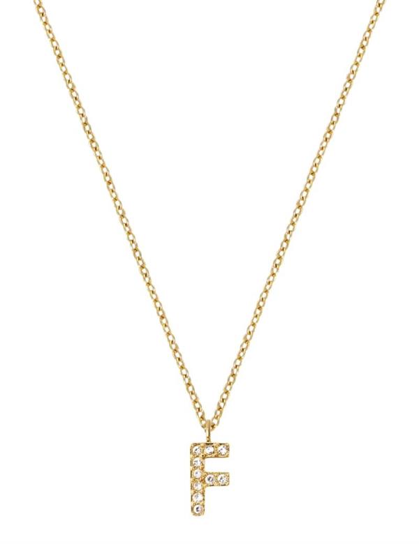 MB0076, Mockberg Stone Letter F Gold Necklace Halskæde