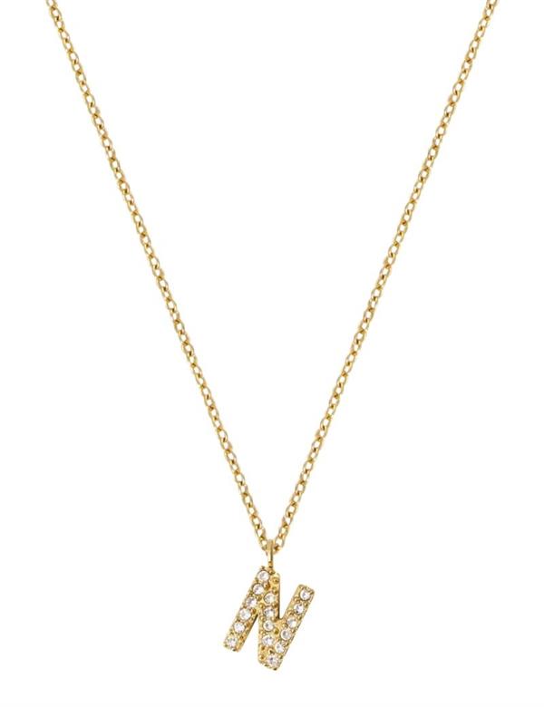 MB0084, Mockberg Stone Letter N Gold Necklace Halskæde