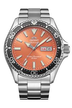 Orient Mako automatisk dykkerur i stål med orange skive