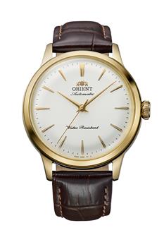 Orient Bambino automatisk herreur i stål med brun læderrem