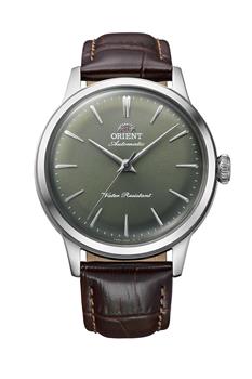 Orient Bambino 36mm automatisk herreur i grøn med brun læderrem