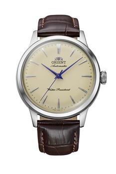 Orient Bambino automatisk herreur i stål med brun læderrem