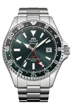 Orient Mako GMT dykkerur i stål med grøn skive