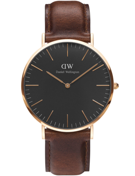 Rosaforgyldt stål Classic Black St. Mawes batteridrevet quartz Herre ur fra Daniel Wellington