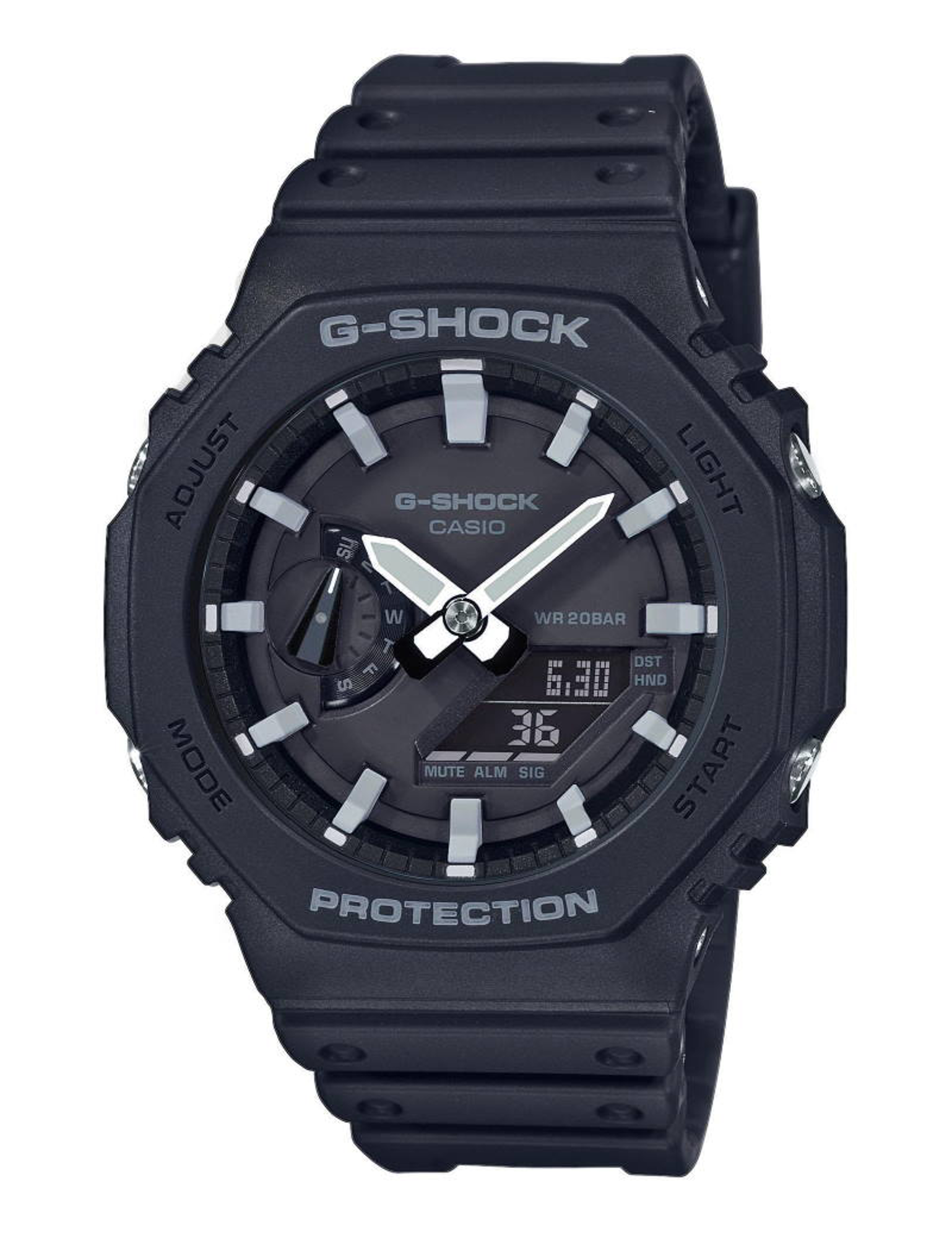 GA-2100-1AER, Casio Sort resin G-Shock (5611) multifunktions Herre ur fra Casio